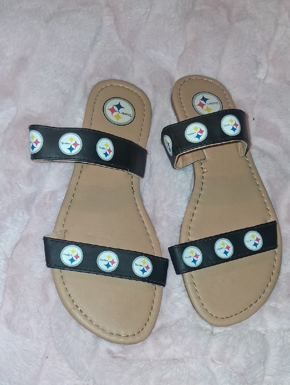 Pittsburgh Steelers Black Logo Slide Sandals